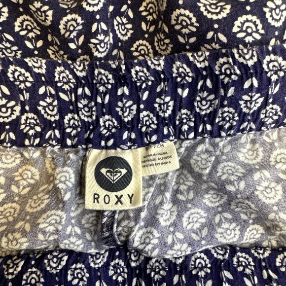 Roxy Sweet Sea Beach Pant Indigo Border Print Small Boho Floral Harem Small - Picture 4 of 10